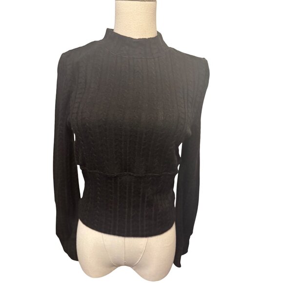 2/$30 NWT Band of the Free Large Cable Knit Black Sweater - Picture 1 of 13